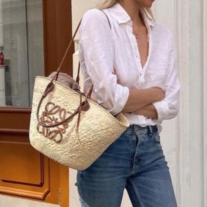 Loewe Medium Anagram Basket Bag Natural/Tan NWT